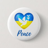 Peace Dove Ukraine Flag Heart Ronde Button 5,7 Cm (Voorkant)