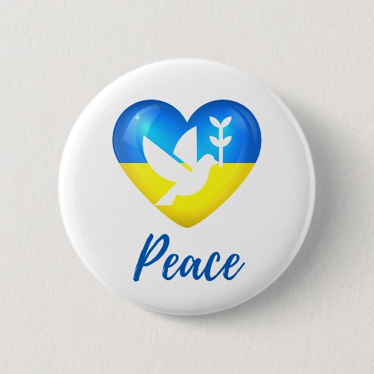 Peace Dove Ukraine Flag Heart Ronde Button 5,7 Cm (Voorkant)
