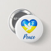 Peace Dove Ukraine Flag Heart Ronde Button 5,7 Cm (Voorkant /achterkant)
