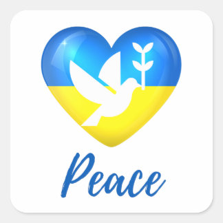Peace Dove Ukraine Flag Heart Vierkante Sticker