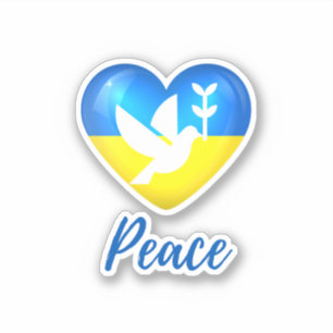 Peace Dove Ukraine Flag Heart Vinyl Sticker