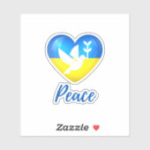 Peace Dove Ukraine Flag Heart Vinyl Sticker (Vel)