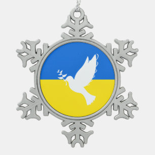 Peace Dove Ukraine Flag Kerstmis Ornamaak Freedom Tin Sneeuwvlok Ornament