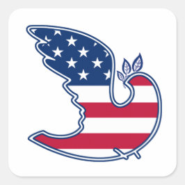 Peace Dove US Patriottisch ontwerp Vierkante Sticker
