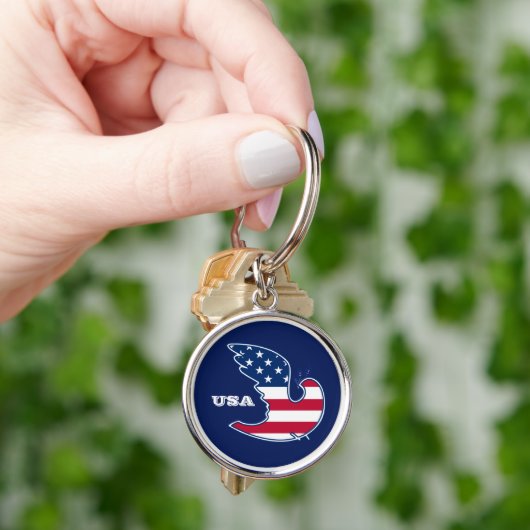 Peace Dove USA Patriottisch ontwerp Sleutelhanger (Hand)