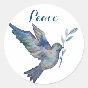 Peace Dove, Waterverf look Ronde Sticker