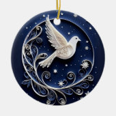 Peace Dove White Bird Faux Papercraft Kerstmis Keramisch Ornament (Voorkant)
