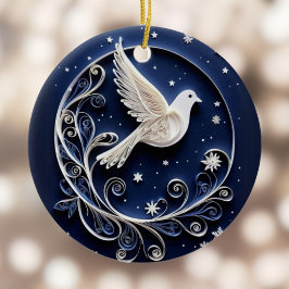 Peace Dove White Bird Faux Papercraft Kerstmis Keramisch Ornament