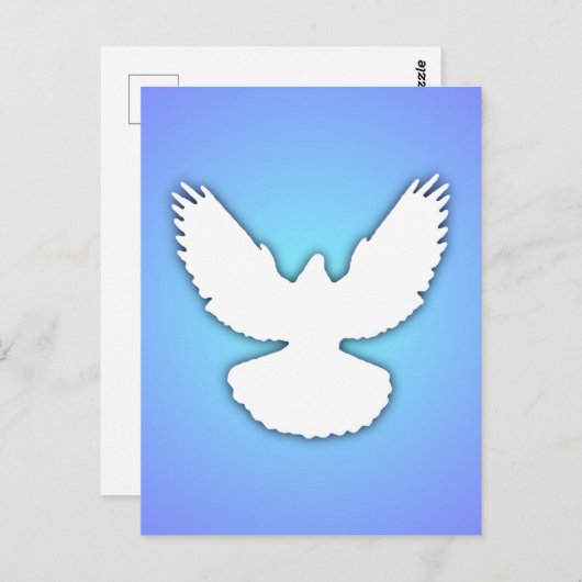 Peace Dove White met Shadow Blue Sky Eenvoudig Ele Briefkaart (Voorkant / Achterkant)