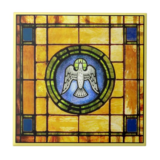 Peace Dove Window Ceramic Tile Tegeltje (Voorkant)