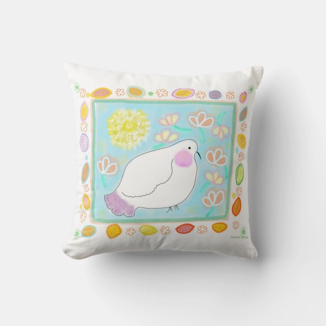 Peace Dove with flowers pillow Kussen (Voorkant)