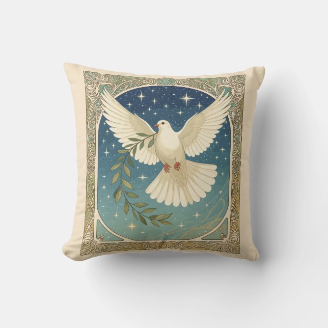 Peace Dove With Olive Sprig Decor  Kussen (Voorkant)
