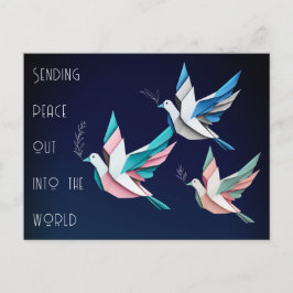 Peace doves origami roze blauw Briefkaart