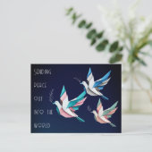 Peace doves origami roze blauw Briefkaart (Staand voorkant)