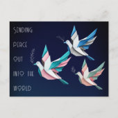 Peace doves origami roze blauw Briefkaart (Voorkant)
