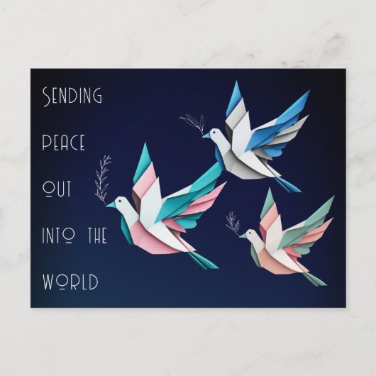 Peace doves origami roze blauw Briefkaart (Voorkant)