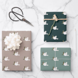 Peace Doves Vliegende Vogels Kerst Feestdagen CUST Inpakpapier Vel