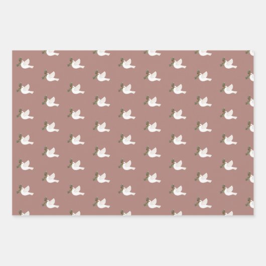 Peace Doves Vliegende Vogels Kerst Feestdagen CUST Inpakpapier Vel (Voorkant 3)