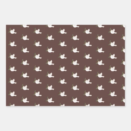Peace Doves Vliegende Vogels Kerst Feestdagen CUST Inpakpapier Vel (Voorkant)
