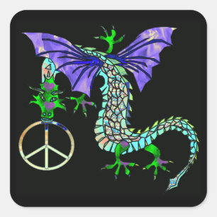 Peace Dragon Vierkante Sticker