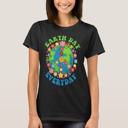 Peace Earth Day Everyday 60s 70s Hippie Retro Envi T-shirt (Voorkant)