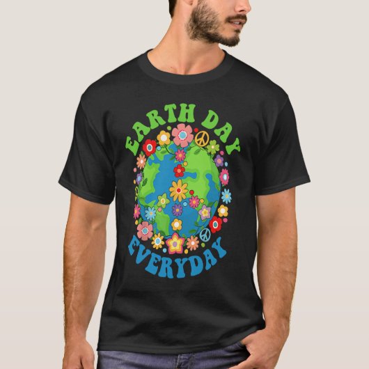 Peace Earth Day Everyday 60s 70s Hippie Retro Envi T-shirt (Voorkant)