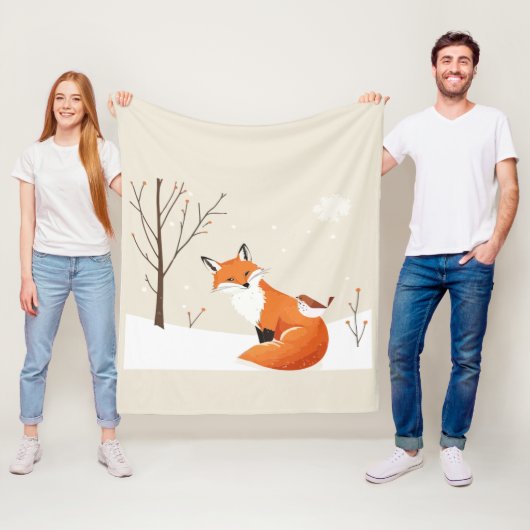 Peace Earth Minimalist Vos Vogel Dier Fleece Deken (In situ)