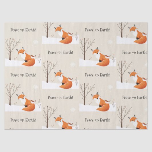 Peace Earth Minimalist Vos Vogel Dier Tissuepapier (Voorkant)