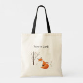 Peace Earth Minimalist Vos Vogel Dier Tote Bag (Achterkant)