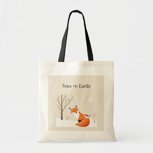 Peace Earth Minimalist Vos Vogel Dier Tote Bag (Voorkant)