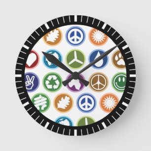 Peace & Eco-symbolen Ronde Klok