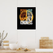 Peace Faith Hope Kindness Anti Bullying Sinaasappe Poster (Keuken)