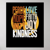 Peace Faith Hope Kindness Anti Bullying Sinaasappe Poster (Voorkant)