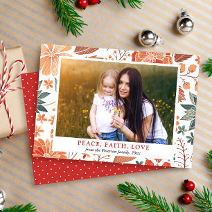Peace Faith Love Seasonal Greeting Family Foto Kaart
