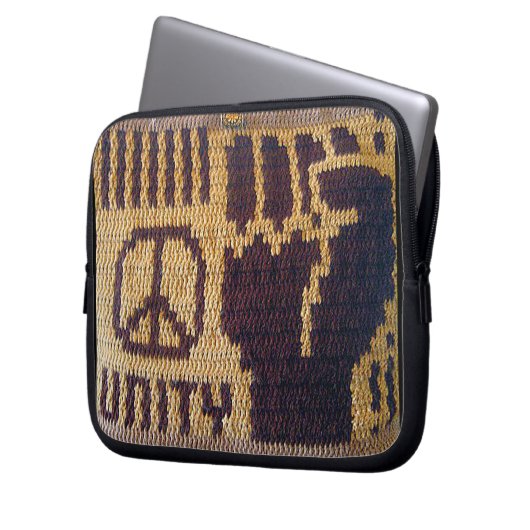 Peace Fist Artisan Haakprint Electronics Bag Laptop Sleeve (Voorkant Links)