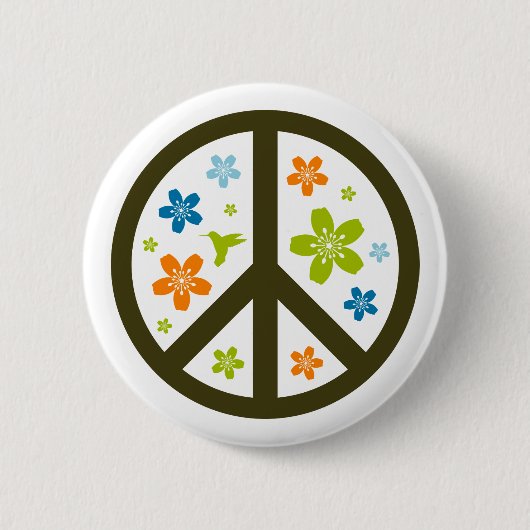 Peace Floral Design Ronde Button 5,7 Cm (Voorkant)