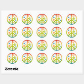 Peace Floral Design Ronde Sticker (Vel)