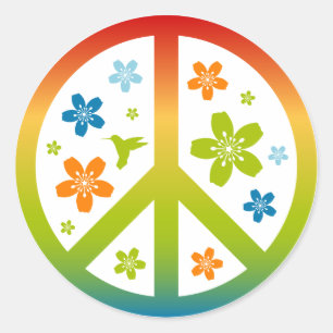 Peace Floral Design Ronde Sticker