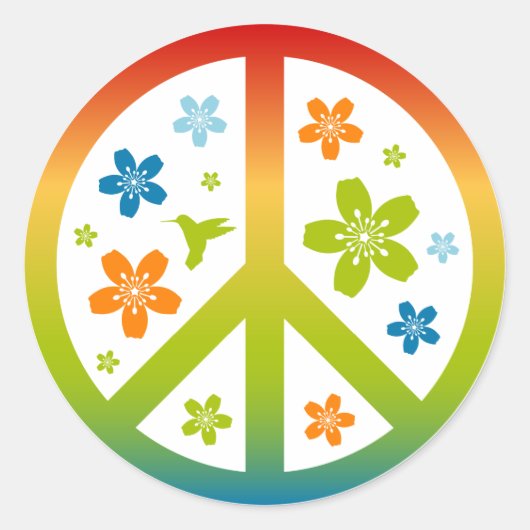 Peace Floral Design Ronde Sticker (Voorkant)
