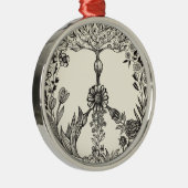 Peace Floral Drawing Cute Boho Hippie Flowers Art Metalen Ornament (Rechts)