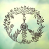 Peace Floral Drawing Cute Boho Hippie Flowers Art Raamsticker (Vel 3)