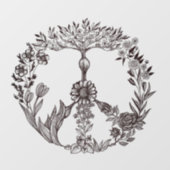 Peace Floral Drawing Cute Boho Hippie Flowers Art Raamsticker (Vel)