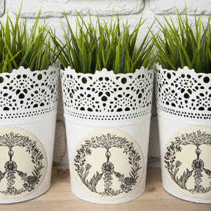 Peace Floral Drawing Cute Boho Hippie Flowers Art Ronde Sticker