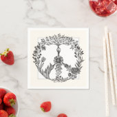 Peace Floral Drawing Cute Boho Hippie Flowers Art Servet (Insitu)