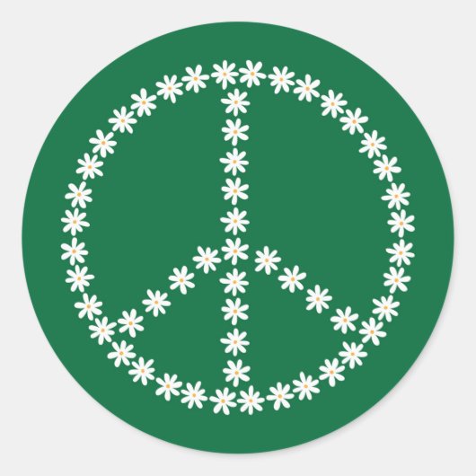 Peace Floral Ronde Sticker (Voorkant)