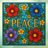 Peace Floral Stained Glass Window Cling Raamsticker (Vel 3)