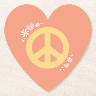 Peace Flower Power Love Party Onderzetter 60's Gro