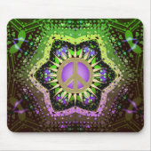 Peace Flower Power Paars+Green Mousepad Muismat (Voorkant)