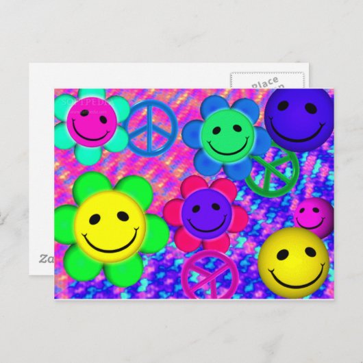 Peace Flower Smilies Briefkaart (Voorkant / Achterkant)