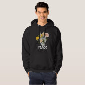 Peace Flowers en Skeleton Hand Peace Sign Retro B Hoodie (Voorkant volledig)